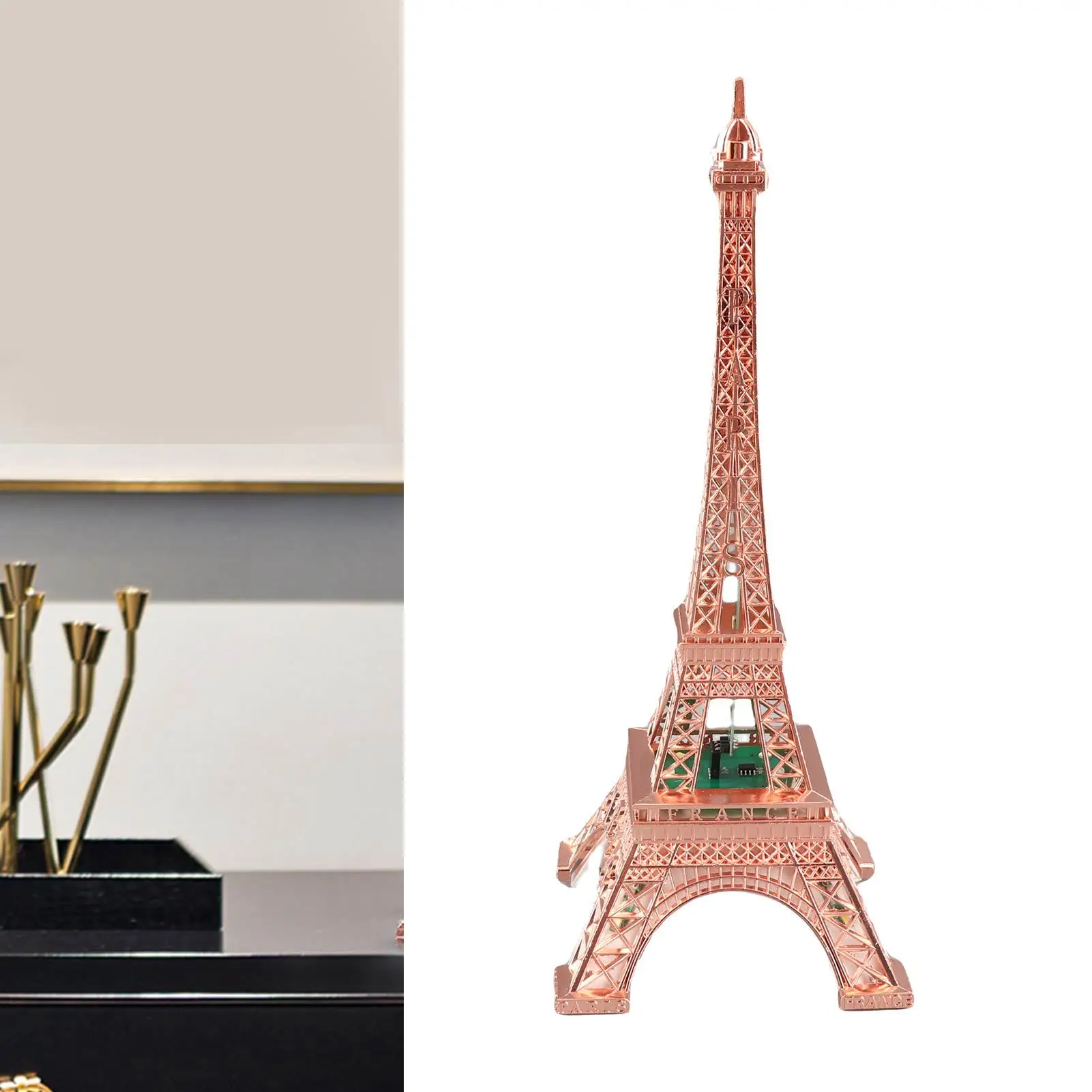 

26 см светодиодная светящаяся статуя Эйфелевой башни на батарейках, настольный светильник для спальни, стола, украшение для торта