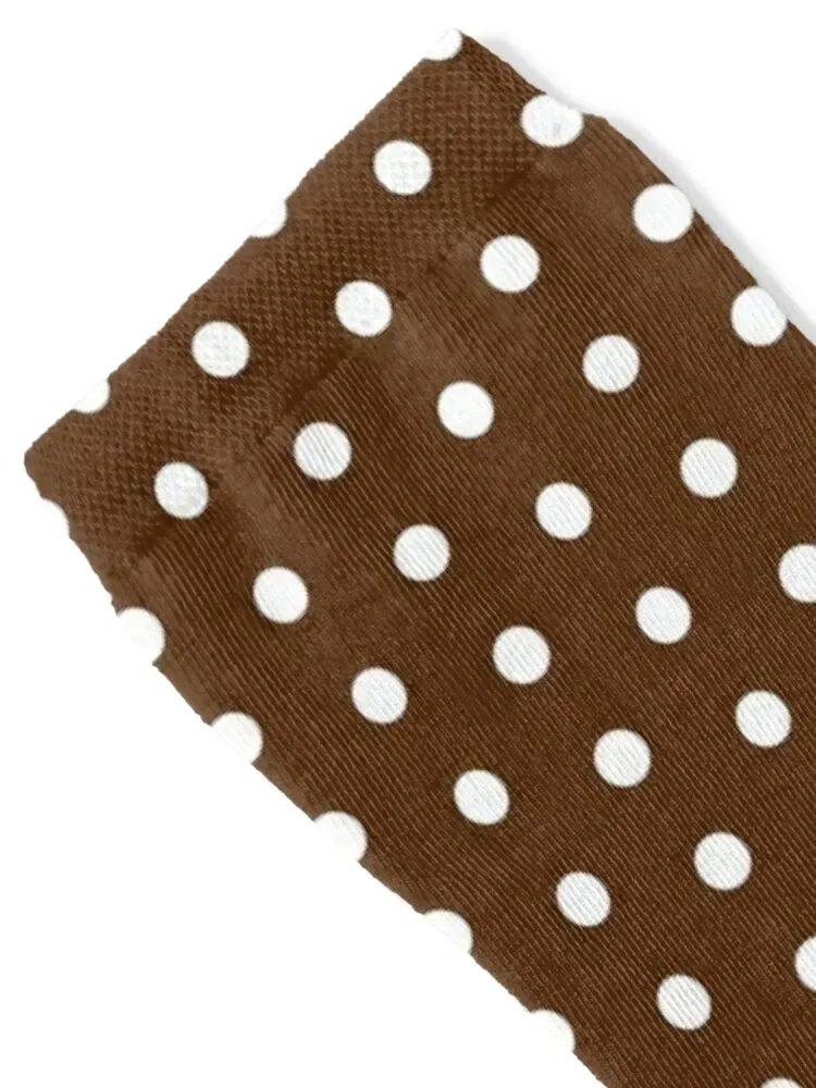 White Polka Dots on Chocolate Socks new in's tennis Socks Women's Men's