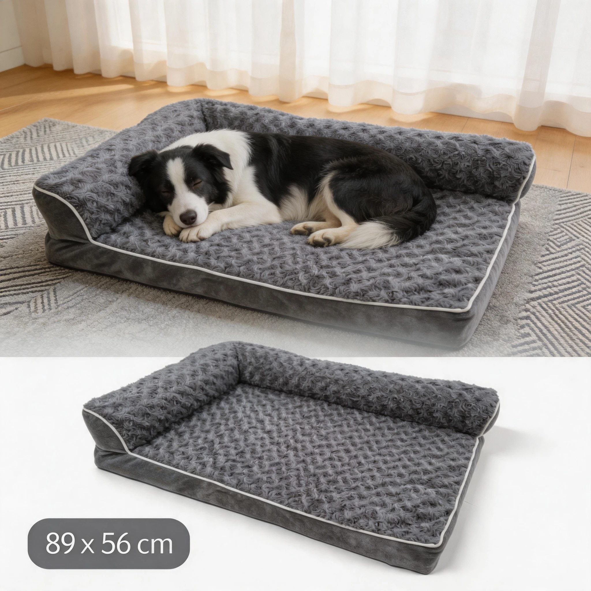 Durable Orthopedic Dog Bed for Large Dogs Waterproof Sofa-Style Removable Washable Cover Non-Slip Base Joint Support Pet Bed Mat