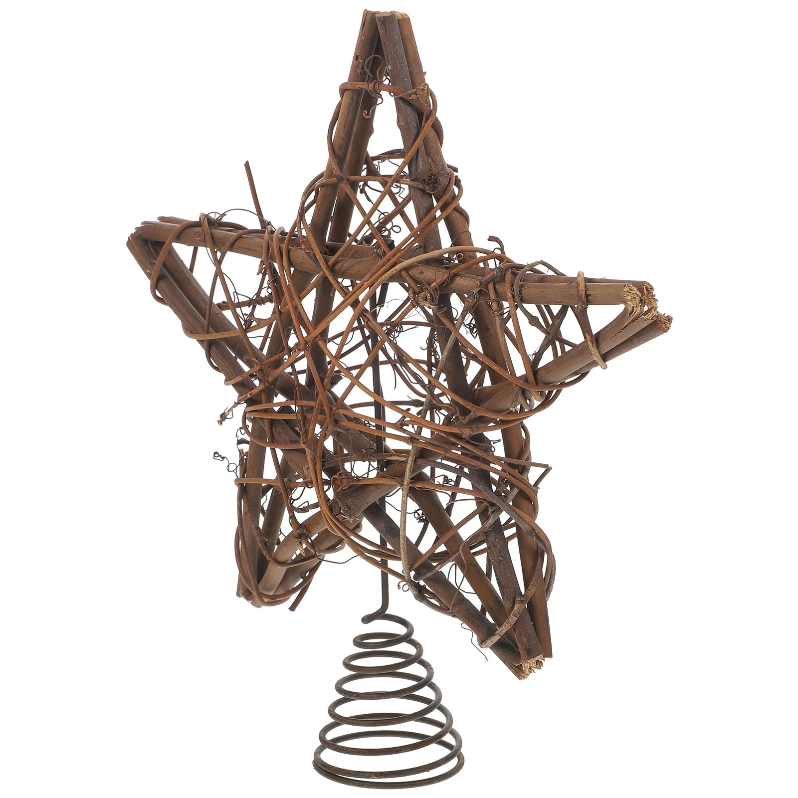 Christmas Tree Top Decoration Xmas Topper Star Decorations Adornment Five-pointed Wooden Toppers Brown