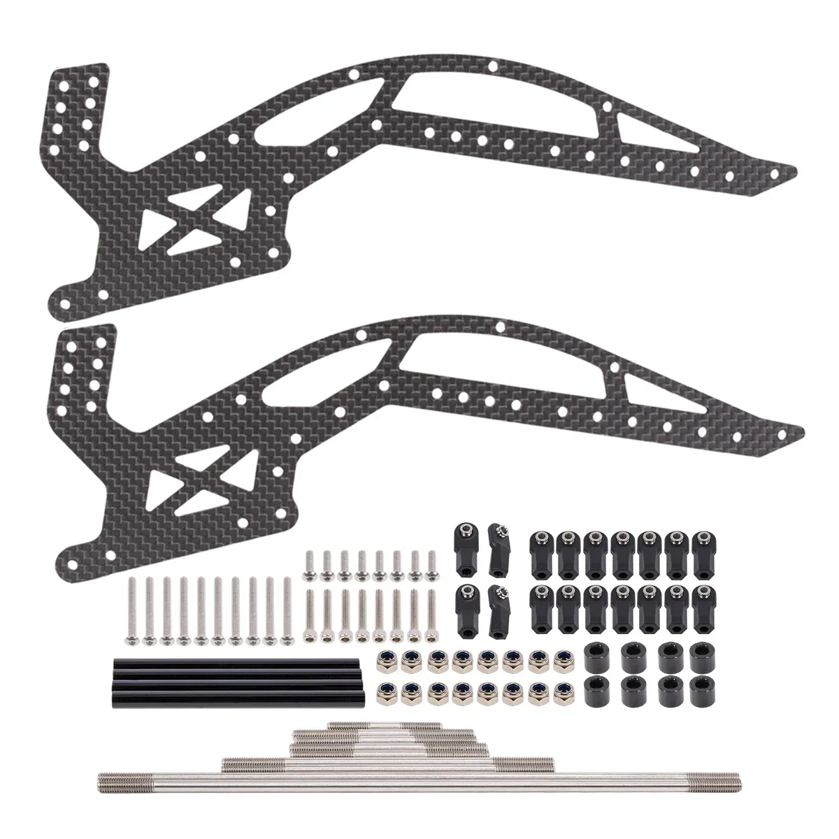 Carbon Fiber MOA Chassis Kit with Links for 1/10 RC Crawler Comp Builds Rigs Capra F9 Offset Portal Axle 1.9S 2.2S Sporty DIY