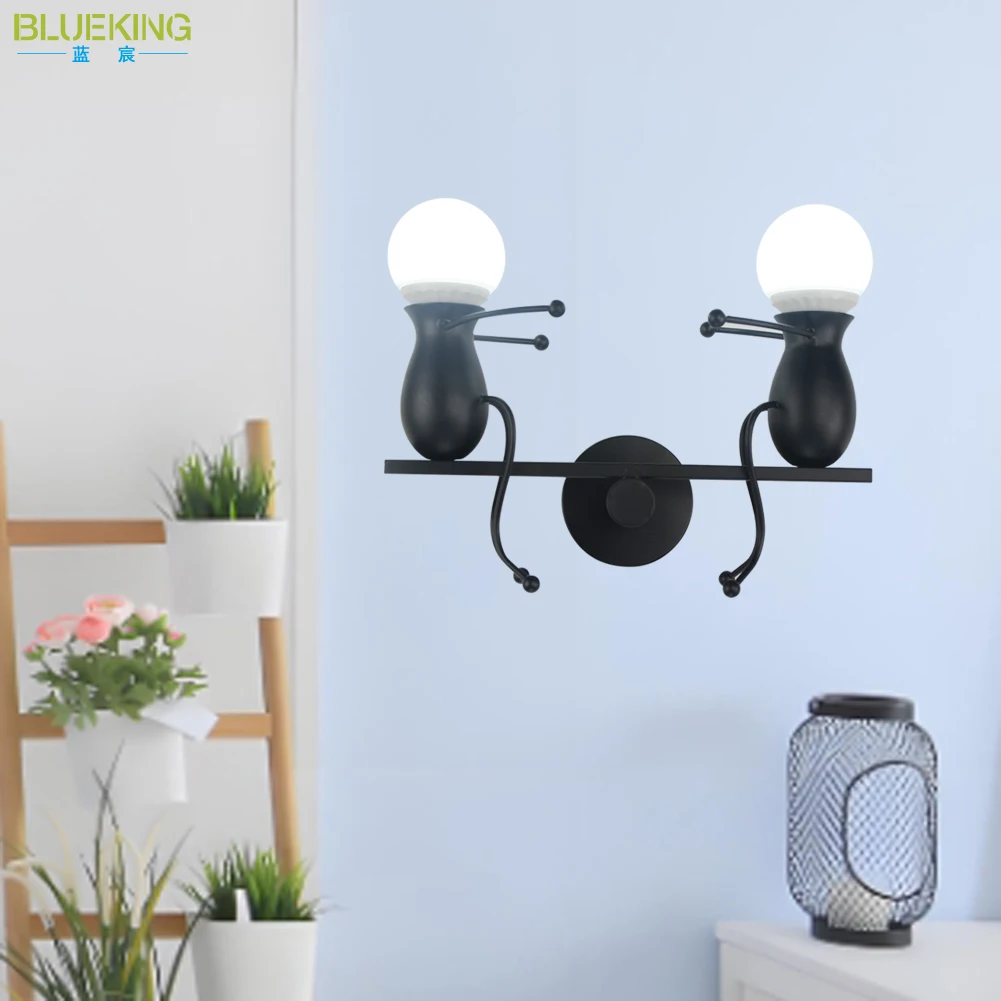 Humanoide kreative Wandleuchte, modern, einfach, kleiner Mann, Nachttischlampe, Wandleuchte, Innendekoration, hängende Beleuchtung für Kinder, Schlafzimmer, LED