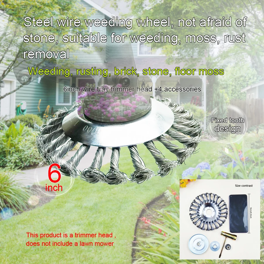 

1pc Universal Weed Trimmer Accessory - Steel Rotating Tiller Head with 4 Adapter Kits Durable Metal Structure for Light Gardenin