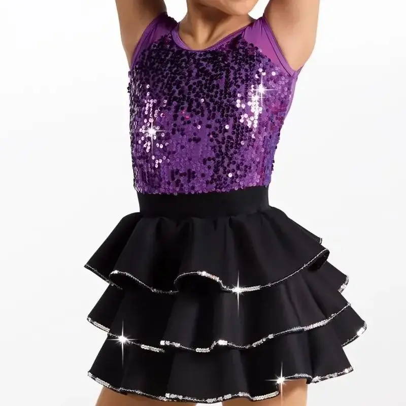 Stroje do tańca jazzowego i latynoamerykańskiego na zamówienie, profesjonalne, na rok 2025, w dowolnym kolorze, spódnica do występów.