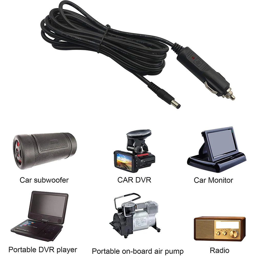 تيار مستمر 5.5x2.1 مللي متر شاحن سيارة امدادات الطاقة الحبل-12 فولت-24 فولت 150 سنتيمتر ولاعة السجائر ذكر التوصيل إلى تيار مستمر موصل 5.5x2.1 مللي متر كابل