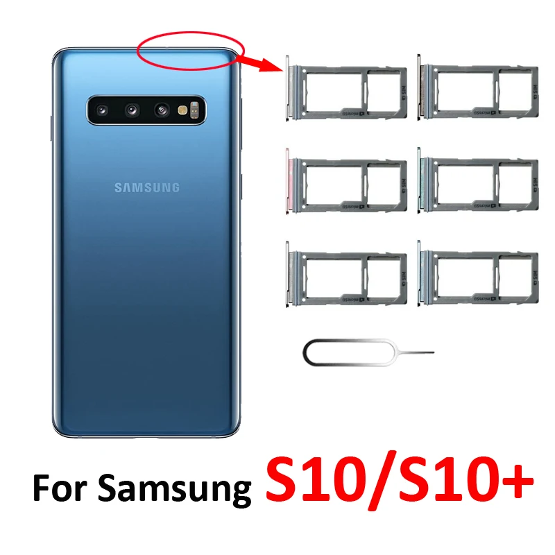 

SIM Card Tray For Samsung Galaxy S10 Plus S10+ G975 G975F G973 G973F Phone New SIM Micro SD Card Chip Holder Slot