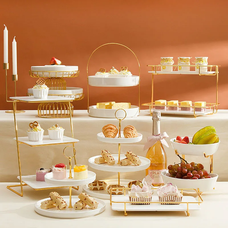 Dessert table display rack ornaments wedding cake tray afternoon tea dessert plate cold meal tea break table birthday