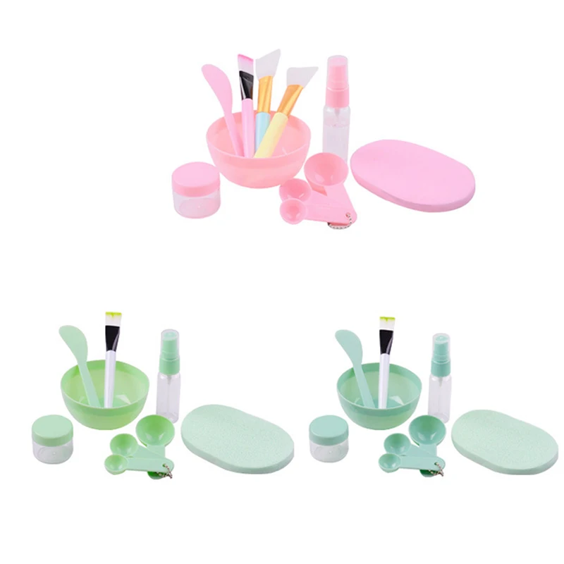 Juego de cuencos para máscara Facial, color rosa y verde, herramientas de belleza, botellas con cepillo, kits de herramientas para el cuidado de la piel, 9/11 Uds.
