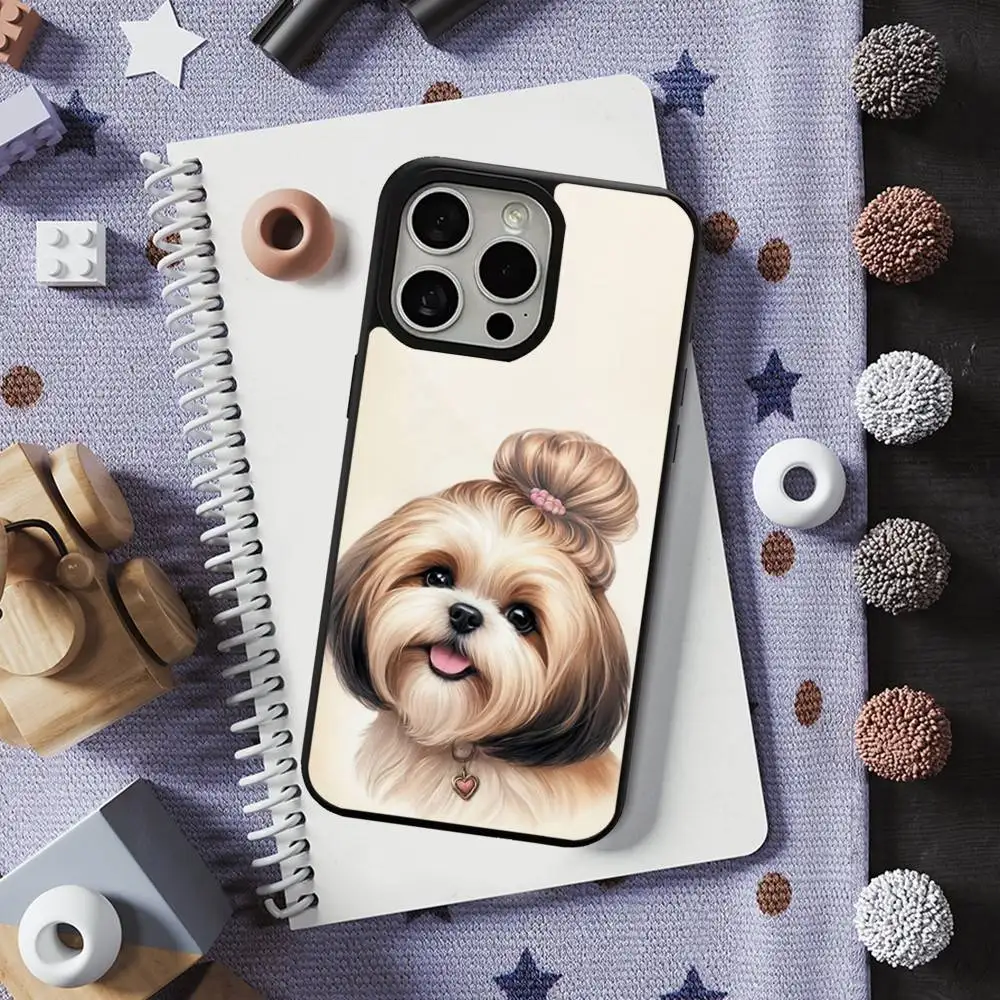 حافظة هاتف Shih Tzu لهاتف iPhone 16,15,14,13,12,11,Pro,Max,Plus, Mini,Magsafe, حافظة شحن لاسلكية مغناطيسية
