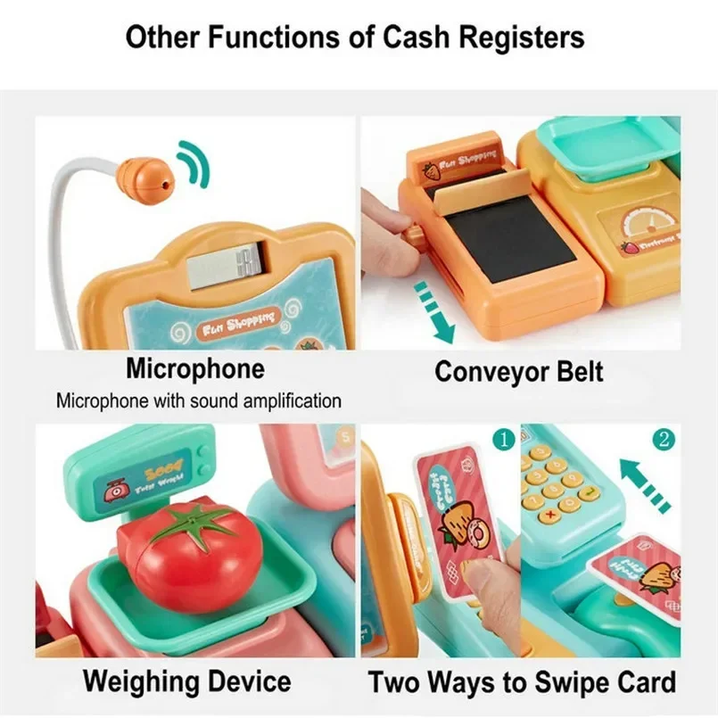 Children's Cash Register Toy Fun Mini Food Supermarket Perfect Role Play Gift for Young Girls' Birthdays