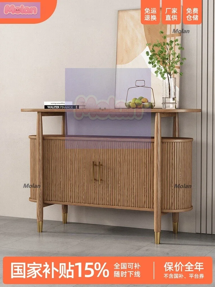 

Solid wood dining side cabinet Modern simple storage ash wood locker Living room household tea cabinet New Chinese cabinet