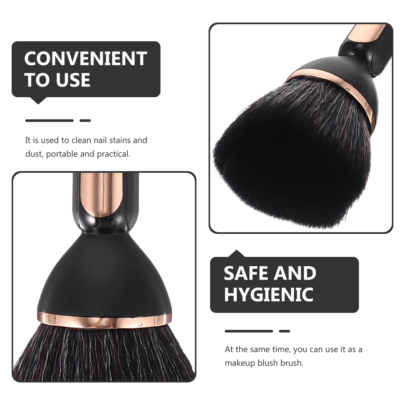 

Portable Powder Brush Makeup Brush Ergonomic Handle Lightweight For Loose Powder Blush Nail Dust Remover Tool