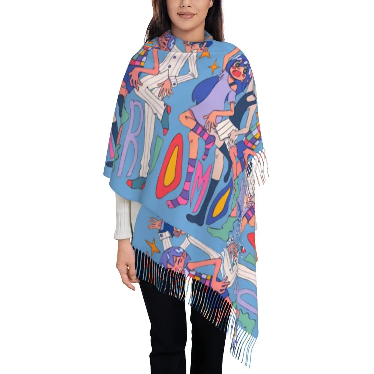 Scarf with Tassel Omori Game Long Winter Fall Shawl and Wrap Rpg Omocat Teen Videogame Aubrey Young Hero Gifts Pashmina Scarves
