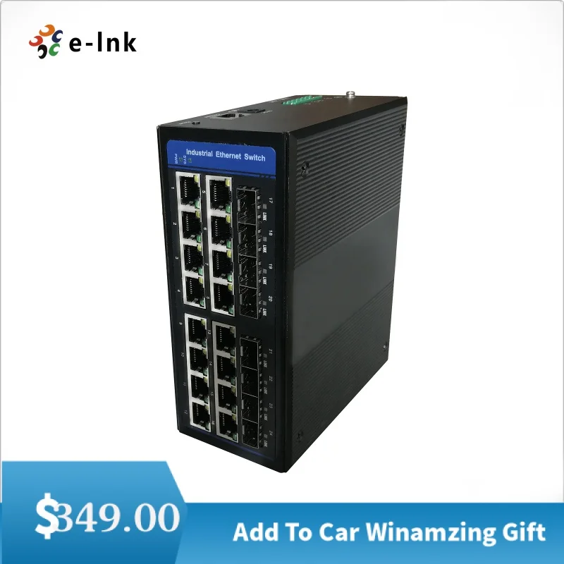 Industrial Managed Ethernet Switch: 16-Port 10/100/1000Base-T + 8-Port 100/1000Base-X SFP Ethernet Switch, Excl. SFP Module.