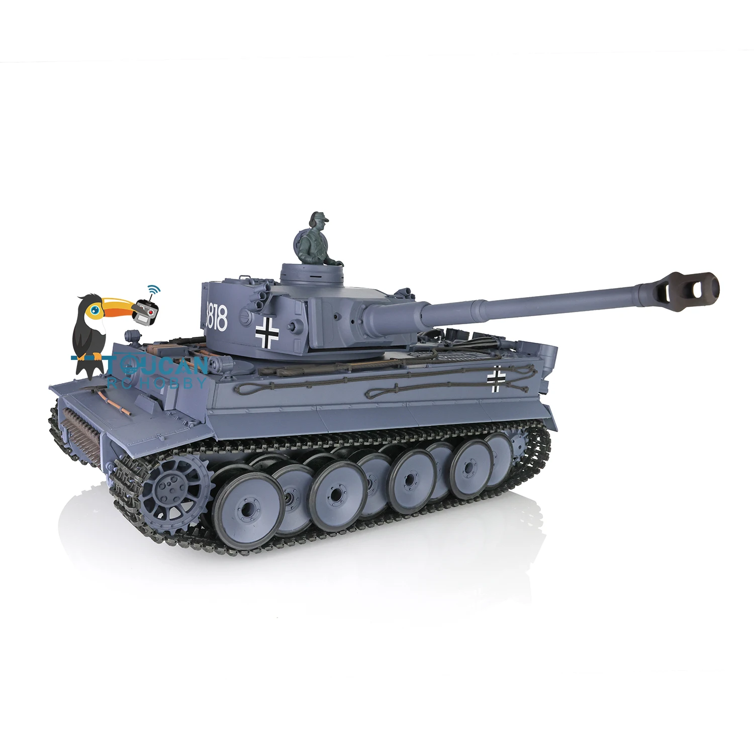 ź 2.4 GHz Heng Long 1/16 Scale 7.0 Plastic Ver German Tiger I RC Tank 3818 Model BB Shooting Army Model Toys for Boys TH17233-SMT7