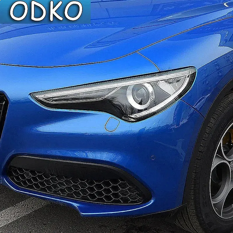 For Alfa Romeo Giulia 952 Stelvio 949 Accessories Car Headlight Protective Film Headlamp Transparent Black TPU Sticker
