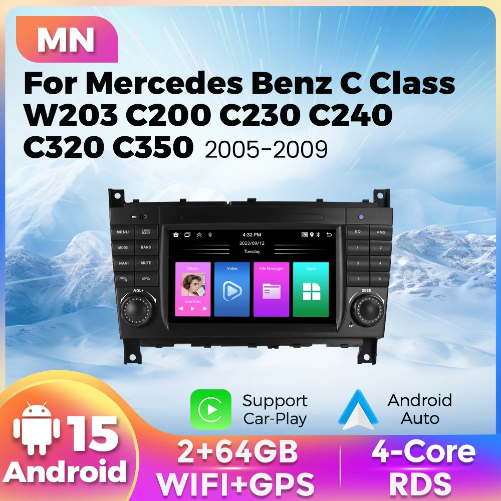 Android Car Radio Multimedia Video Player For Mercedes Benz W203 W209 W219 A Class A160 C-Class C180 C200 CLK200 C230 GPS 2din