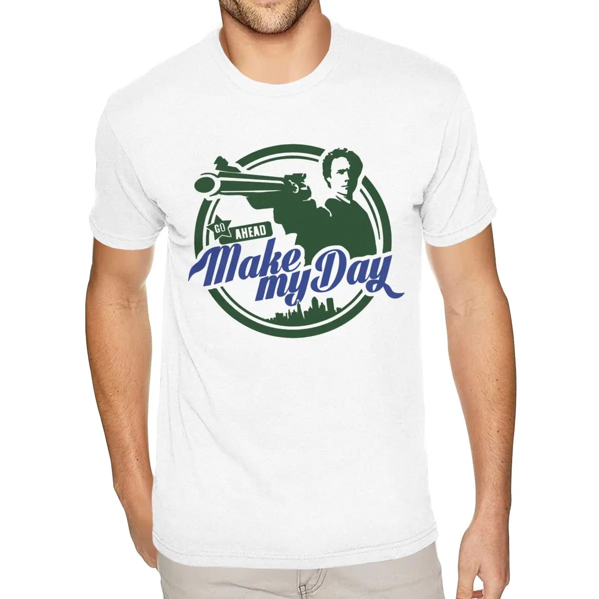 

Cheap Custom Dirty Harry Clint Eastwood T Shirts for Men Graphic Custom Short Sleeves 100 Cotton White Crew Shirts