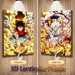 Anime One Piece Luffy Gear 5 3D Lenticular Poster Flip Gradient Print Gifts Home Decor Wall Art(Without Frame)