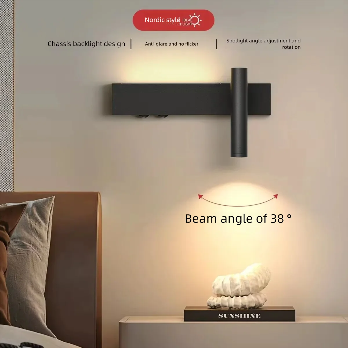 Bedroom Headboard LED Wall Light Atmosphere Light Modern Simple Living Room Background Wall Light Corridor Wall Spotlights