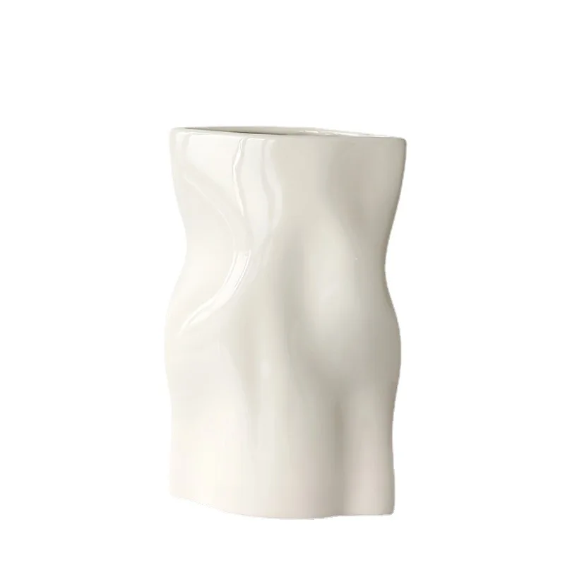 창의적인 틈새 주름 세라믹 꽃병 장식, 거실 탁상 꽃꽂이, 고급스러운 식탁, 하이엔드