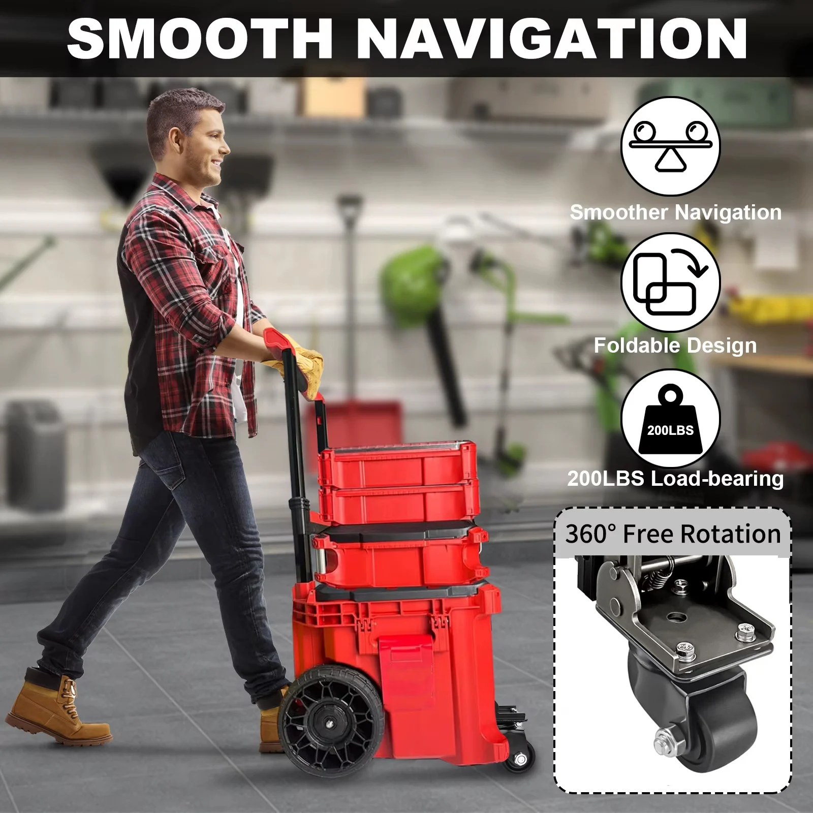 Upgraded Steel Construction Front Wheels,Packout Caster Wheel kit fit for Milwaukee Rolling Tool Box For Packout Toolbox