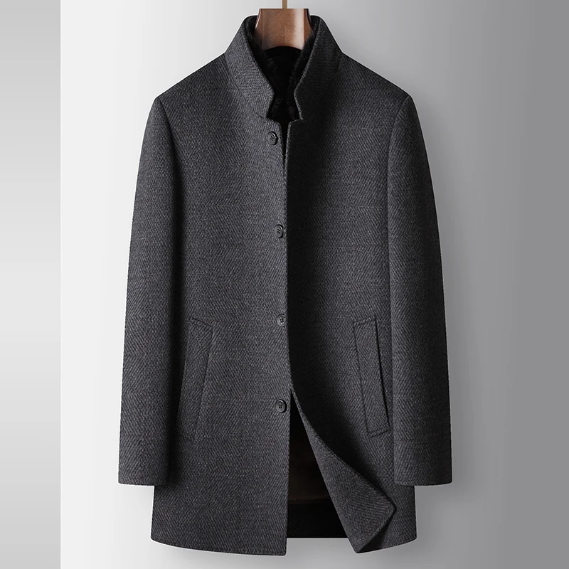 

Новое поступление 2025 года, высококачественный шерстяной плащ для мужчин, 90% белая подкладка на утином пуху, пальто SDB85100