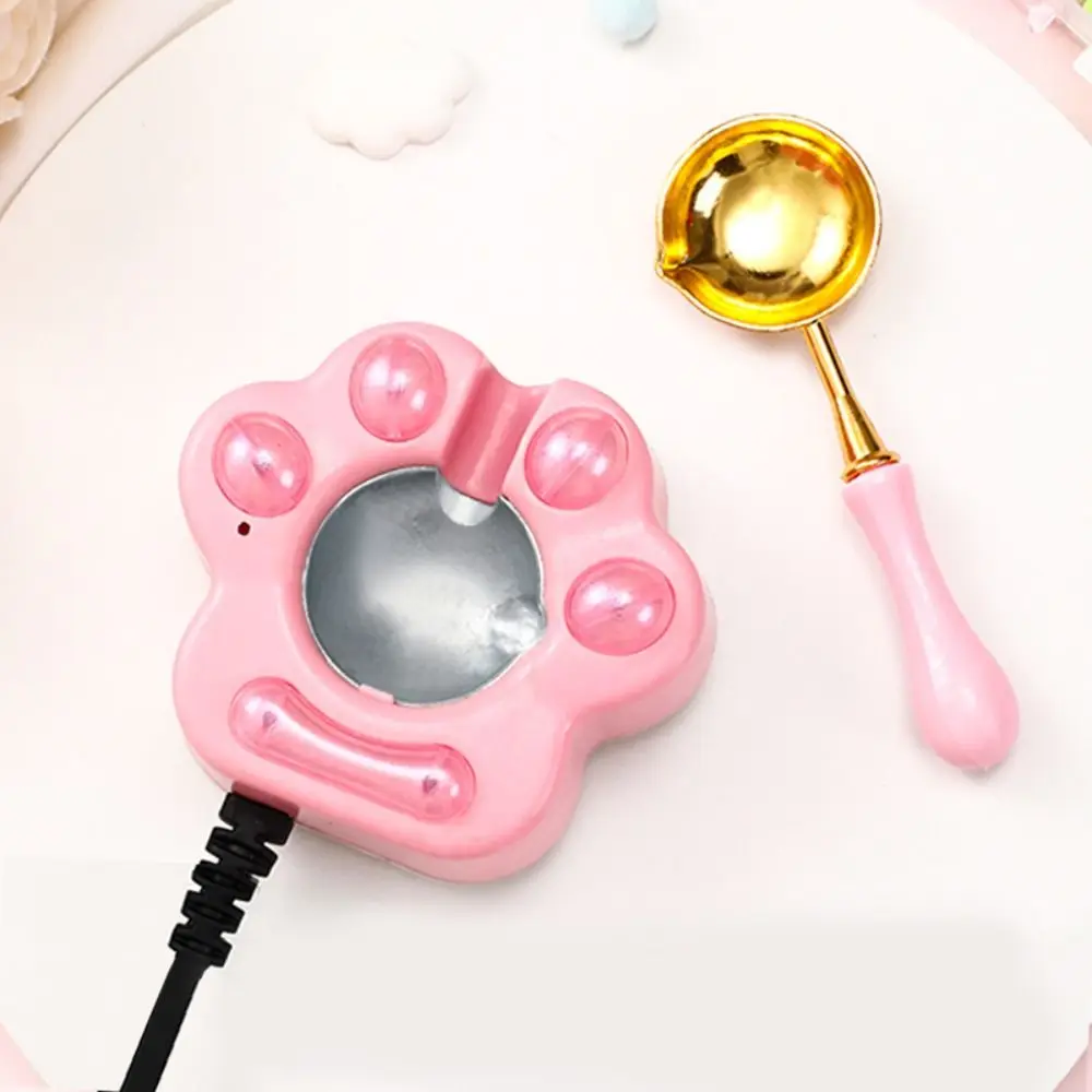 Bancs de patte de chat bricolage pour enfants, sceau d'avertissement électrique, outils de timbre créatif, pot et cuillère, laque de feu Kawaii, mignon