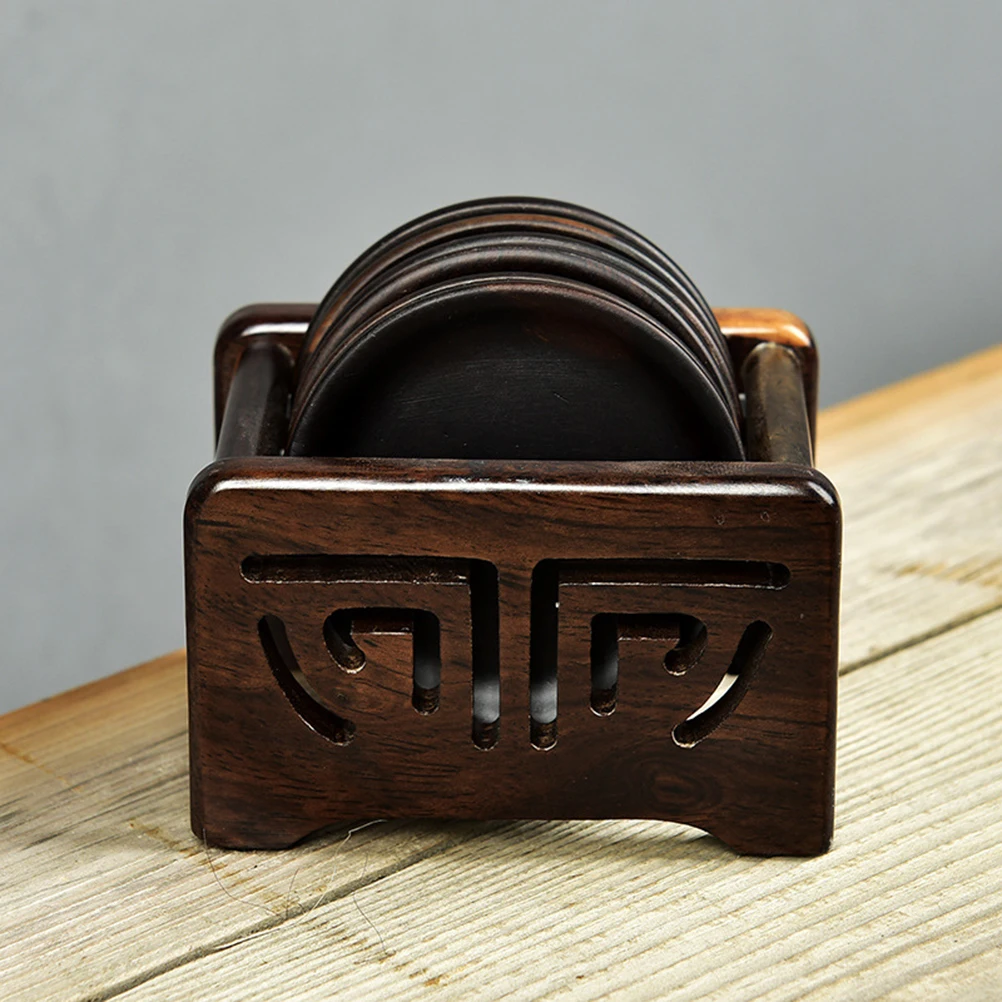 

7pcs Round Wooden Coasters Set For Tea Coffee Beer Wine Glass Drink Holder Kitchen Barware Dining Accessories Cup Mat