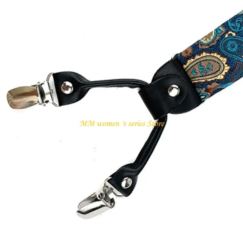 Q39Cメンズワークサスペンダー調整可能な6クリップの快適なブレースY型のヤキ