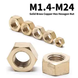1/30/50/100pcs Solid Brass Copper Hex Hexagon Nut DIN934 Nut For M1.2M1.4M1.6M2M2.5 M3 M4 M5M6M8 M10M12 Screw Bolt Metric Thread