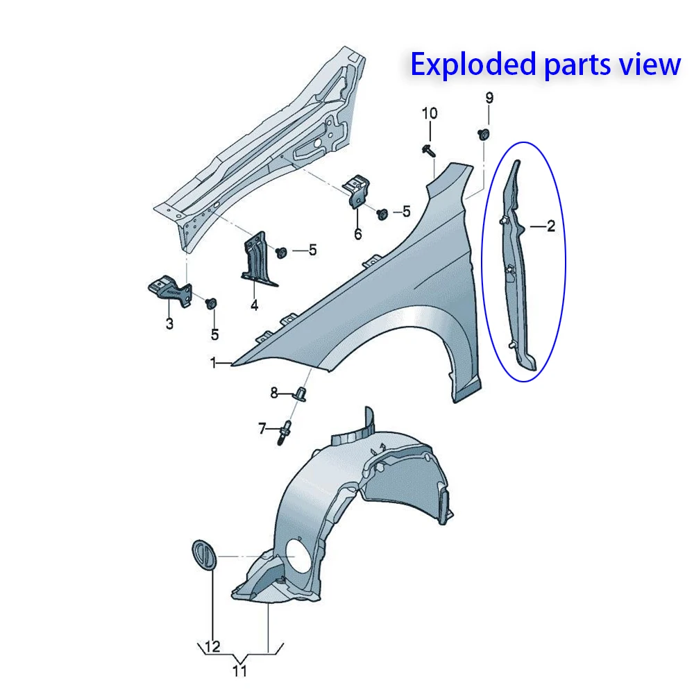 Fender locking sealant strip suitable for Volkswagen Jetta MK7 2019-2024 17A821111 17A821112