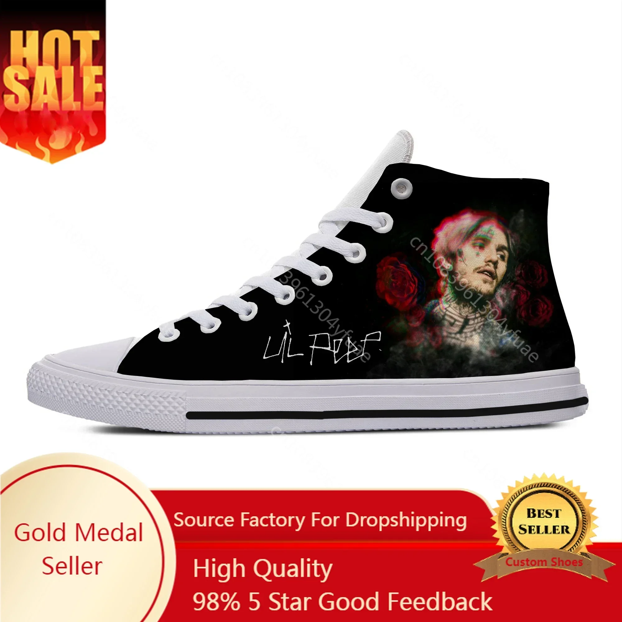 

Hot Hip Hop Rapper Lil Peep Novelty Design Harajuku Lightweight High Top Canvas Shoes Men Women Casual Breathable Sneakers