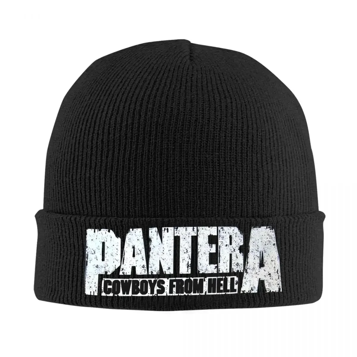 White Logo Music Band Beanie Hats Pantera Fashion Caps Female Male Gym Skullies Beanies Autumn Winter Printed Elastic Beanie Hat