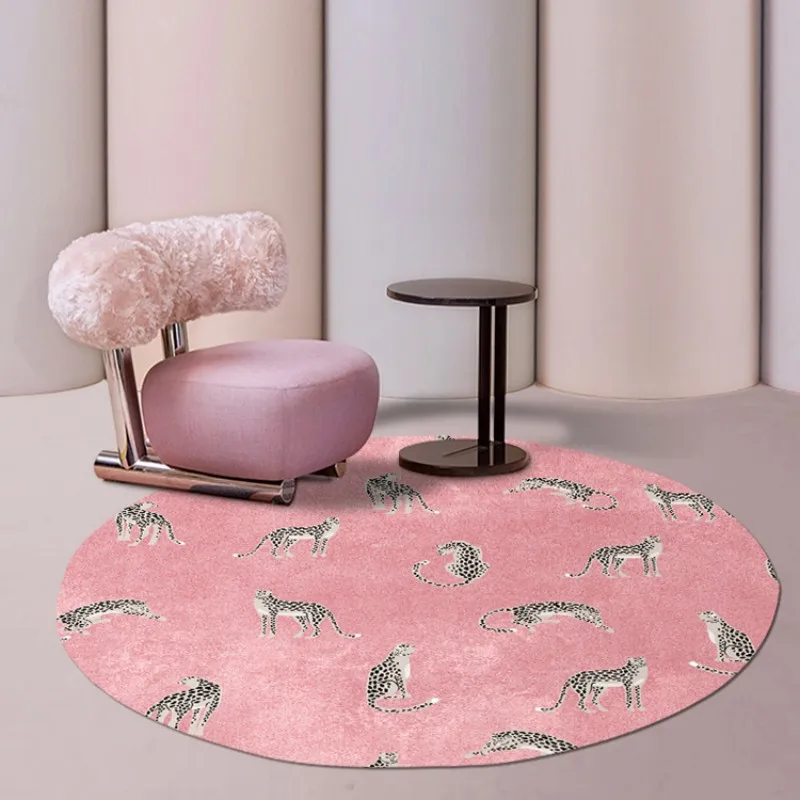 Modern Style Carpets for Living Room Nordic Bedroom Decoration Plush Carpet Home Round Leopard Floor Mat Fluffy Soft Lounge Rug