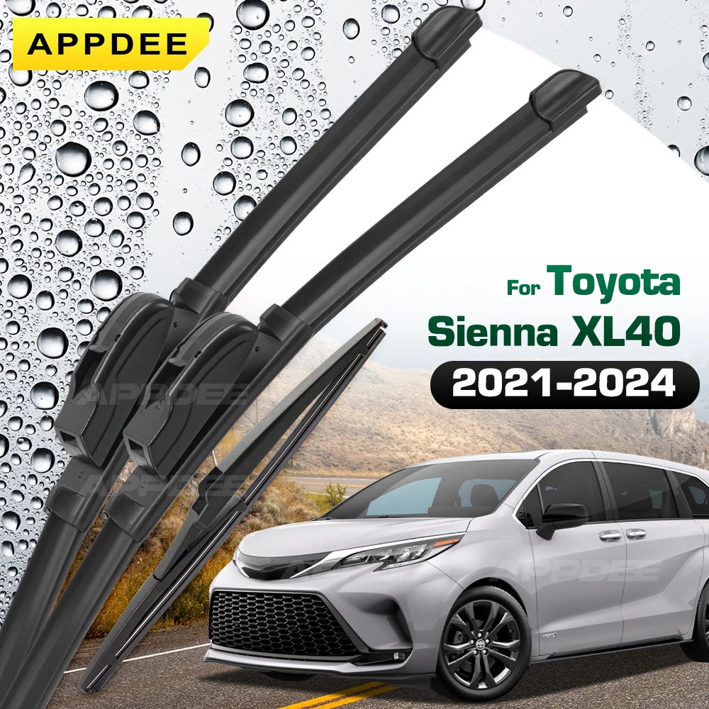 

Силиконовый и резиновый дворник для Toyota Sienna XL40 2021-2024, передние и задние щетки стеклоочистителя, щетки для лобового стекла, окон
