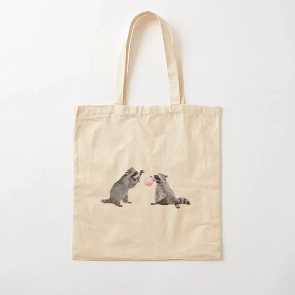 

Cute Fun Raccoons Blowing Bubble Gum Tote Bag Reusable bags tote bag canvas Bag