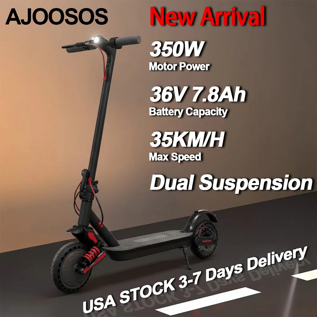 Urban Commute 350 W Elektroroller, 3-Gang-E-Scooter für Erwachsene, 36 V, 7,8 Ah, 35 km/h, oberer Doppelschock, faltbar, 150 kg Tragfähigkeit