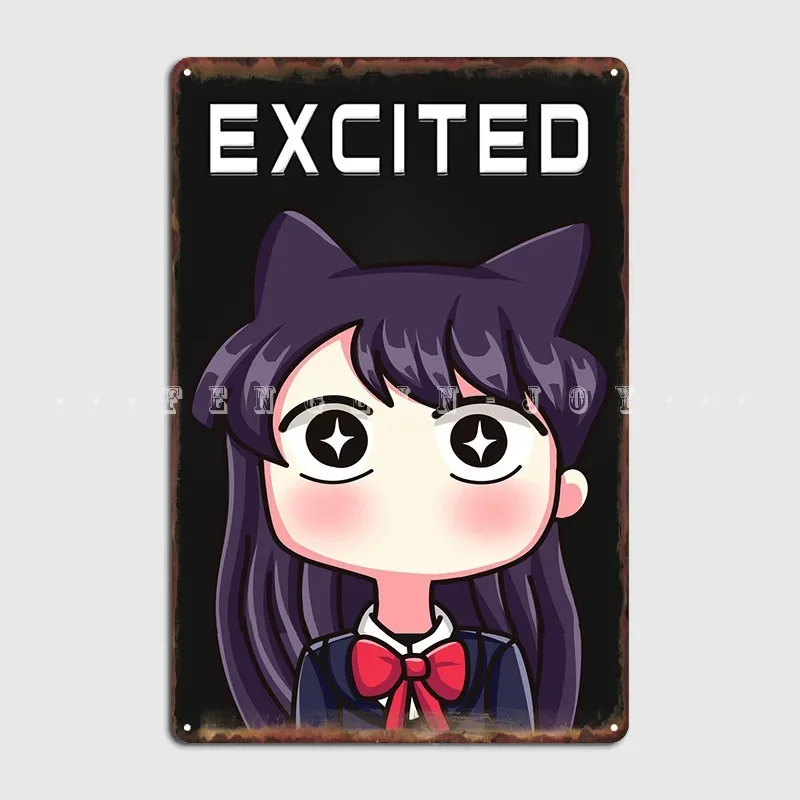 Komi San Excited Waifu Metal Sign Cinema Living Room Wall Designing Plaques Tin Sign Posters