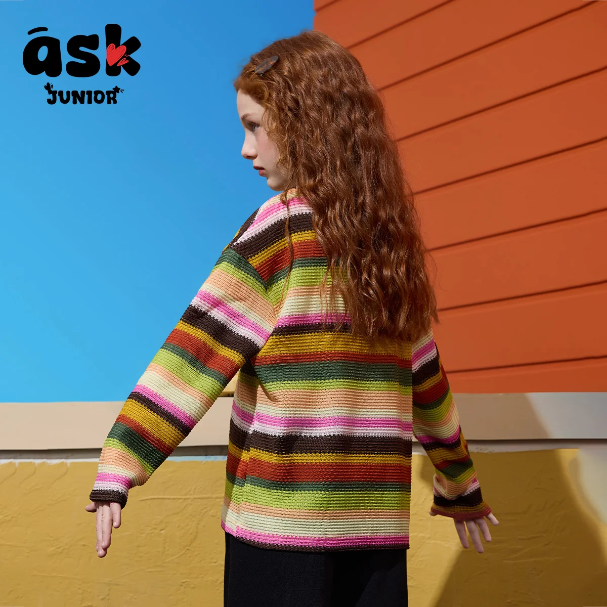 تي شيرت مجوف بأكمام طويلة وأكمام طويلة ورقبة دائرية للفتيات الصغيرات بألوان متباينة #3