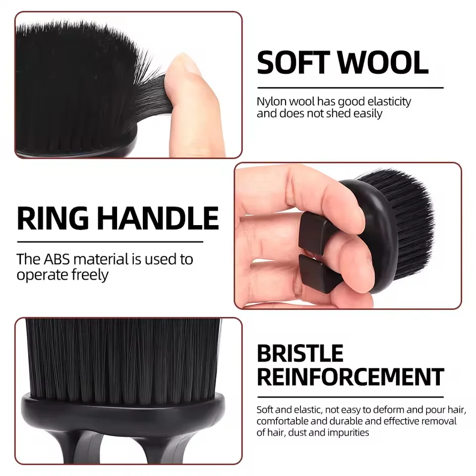 Marseilis-espolador de cuello con anillo negro, cepillo para quitar el pelo suelto, cepillo para cortar el pelo, cepillo de Limpieza del cabello suave, herramientas de peluquería