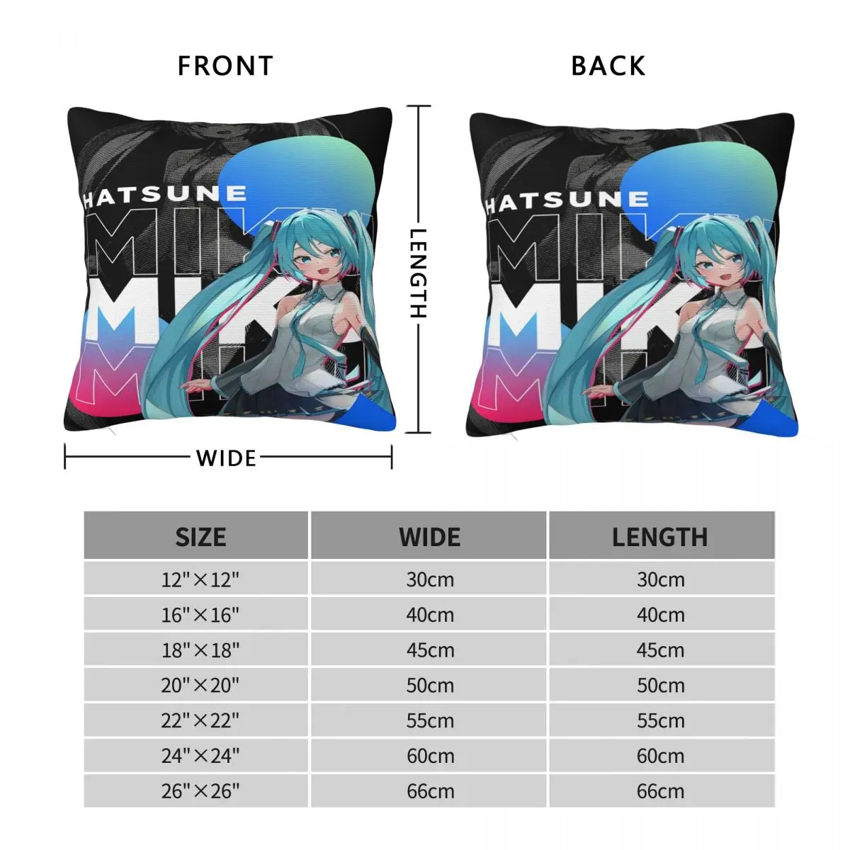 Hatsune Miku cantante música Anime funda de almohada con estampado funda de cojín fundas de almohada nuevo estilo decoraciones para sillas cuadradas de varios tamaños