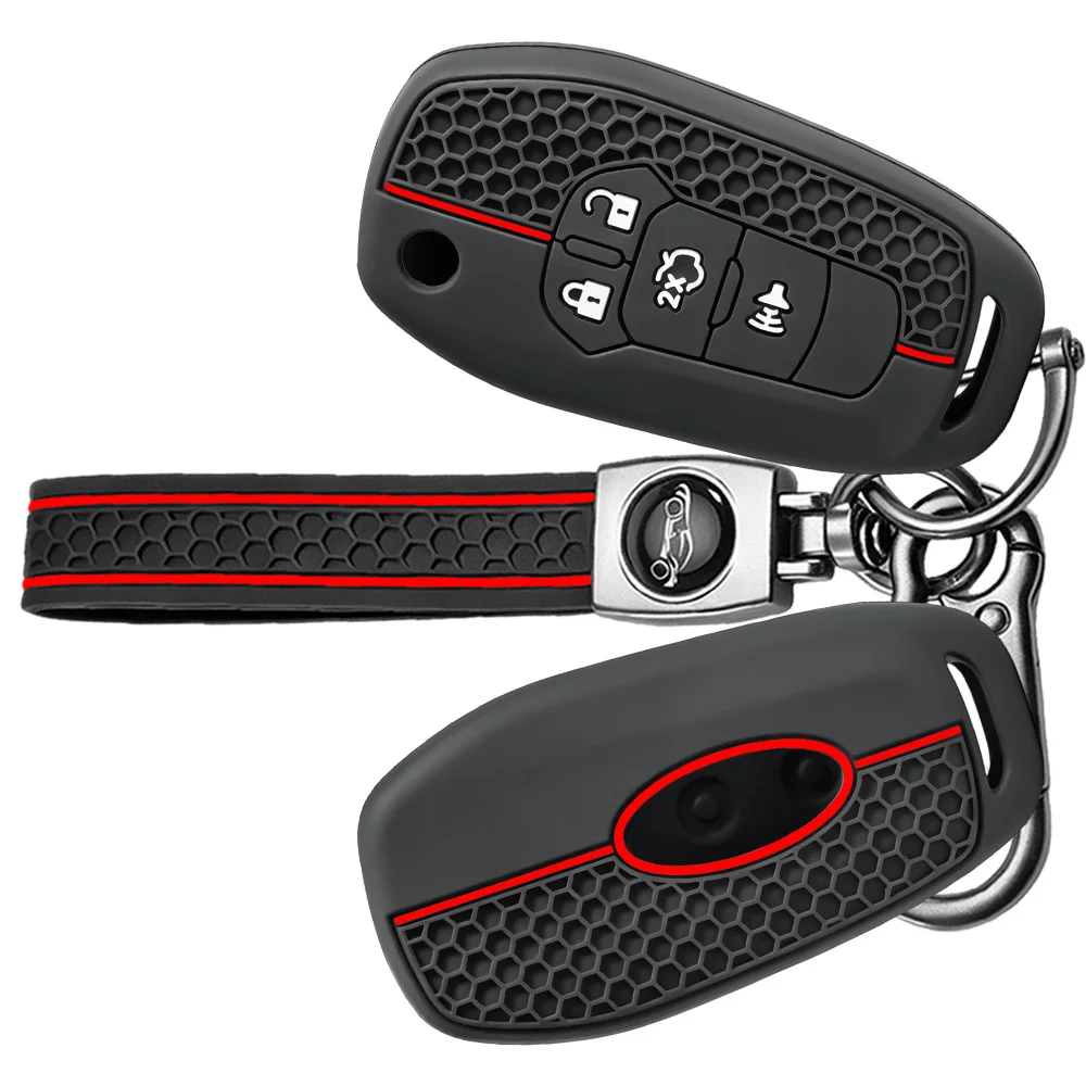 4 Buttons Silicone Car Key Case for Ford Fusion F150 F-150 2015 2016 2017 Folding Keychain Remote Protection Accessories Cover
