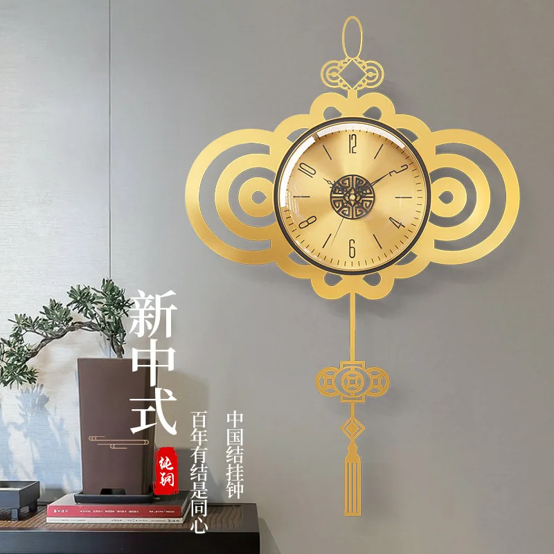 China Launches New Creative New Chinese-Style Living Room Feature Wall Clock for Home Decoration, Light Luxury Watch, Fashionabl