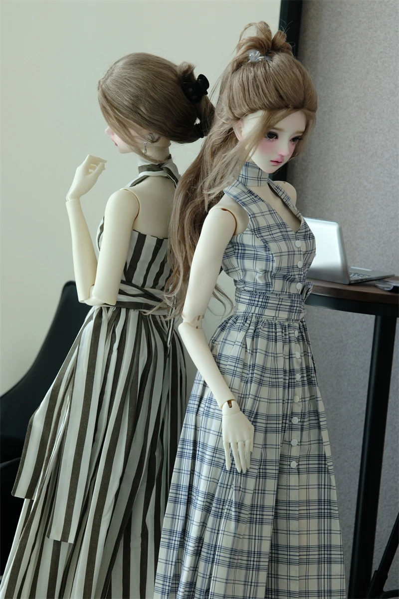 Robe à carreaux sans bretelles, épaules dénudées, pour vêtements de poupée BJD 1/3 W530