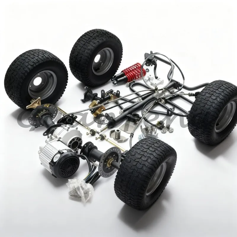 6 Inch Tires DIY Four-Wheel Electric Go-Kart Gearbox, Front Suspension Motor, Half-Axle & Handlebar Steering