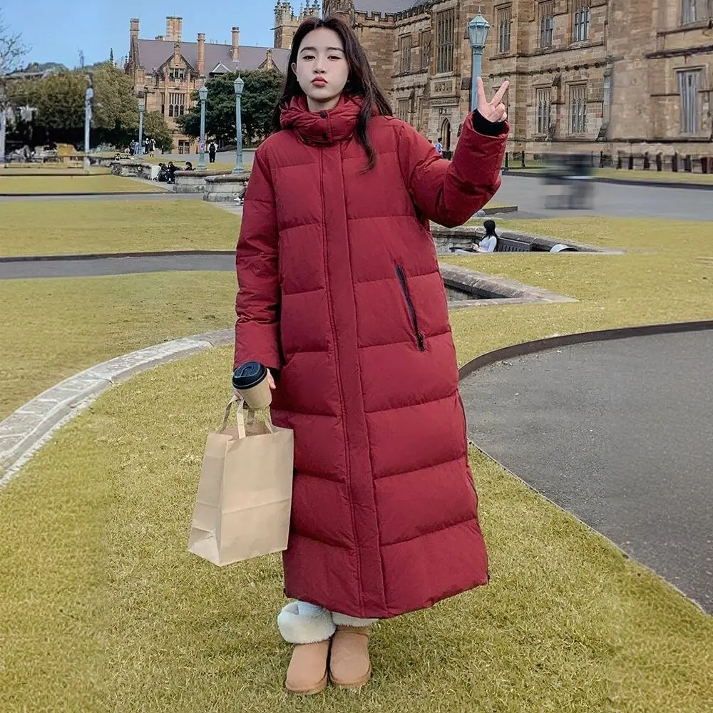 

2025 Winter New Women's Down Cotton Jacket Loose Commuter Windproof Hoodie Long Slim Fit Parkas