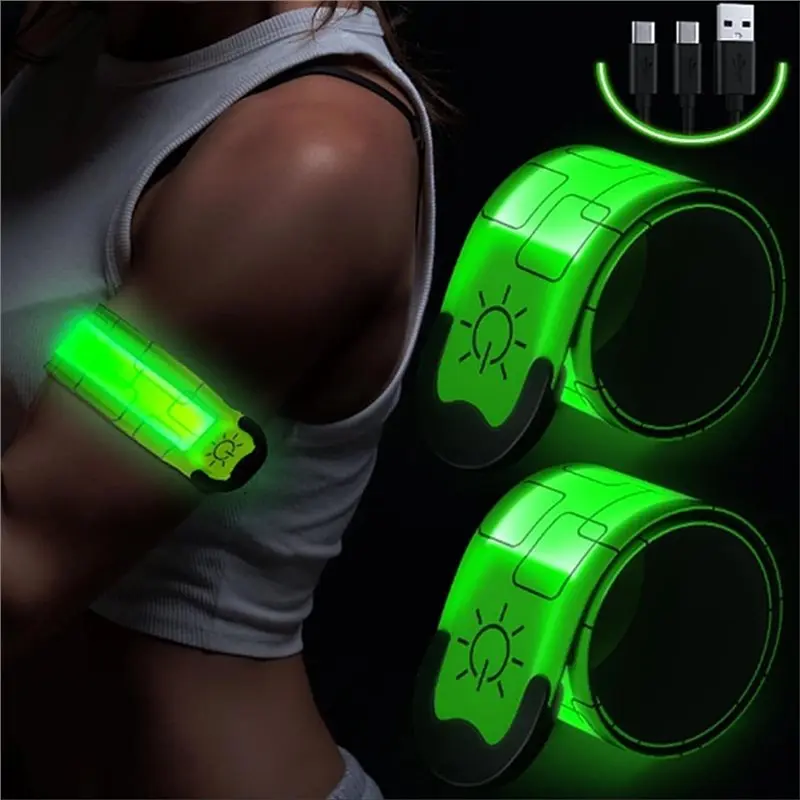 AA81-USB Rechargeable Quick Buckle Bracelet Light With LED Flash Belt Children' S Safety Night Running Strap