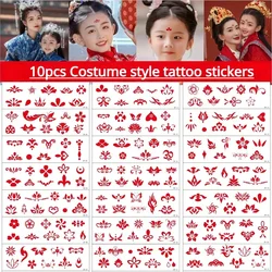 30pcs Flower Eyebrow Child Stickers Chinese Style Ancient Costume Forehead Prints Ancient Style Flower Print Tattoo Sticker Girl