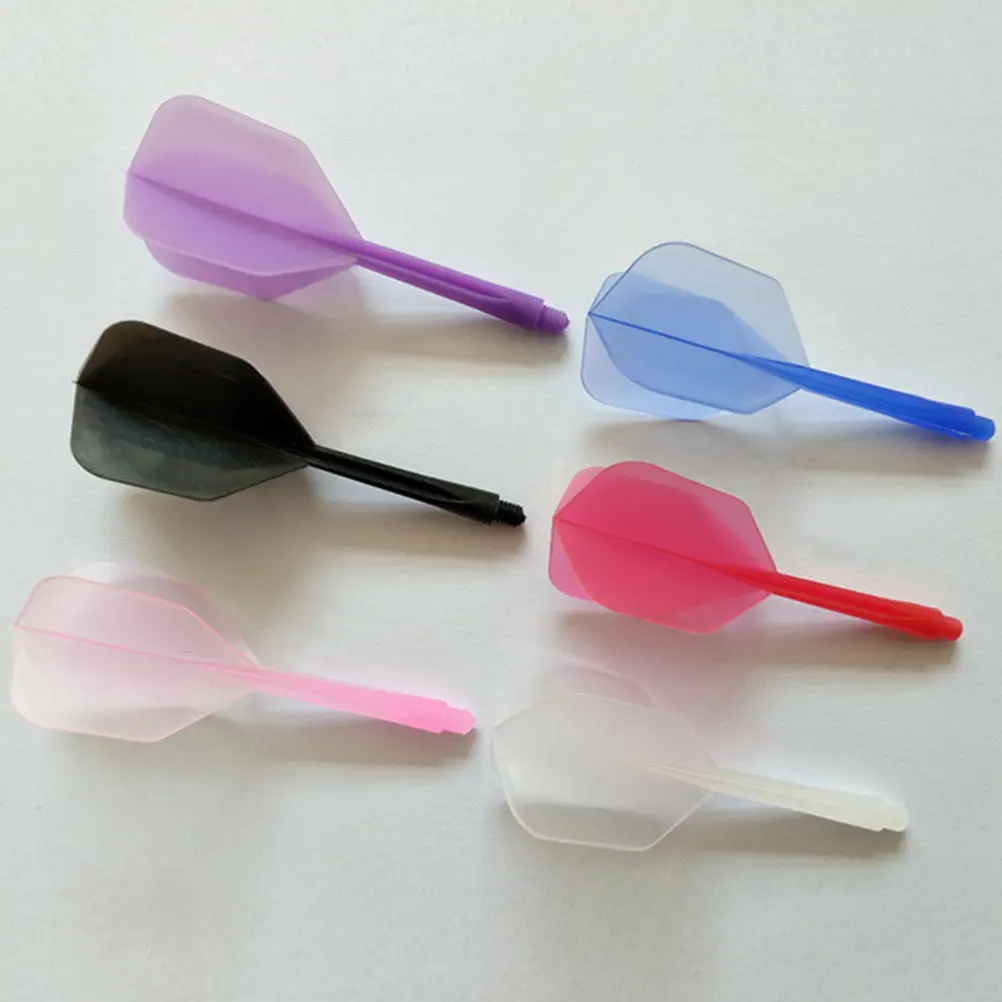 

6Pcs Dart Flights Plastic Colorful Fine Thread Transparent Tail Wings Accessory for Indoor Outdoor Sports in Red Black